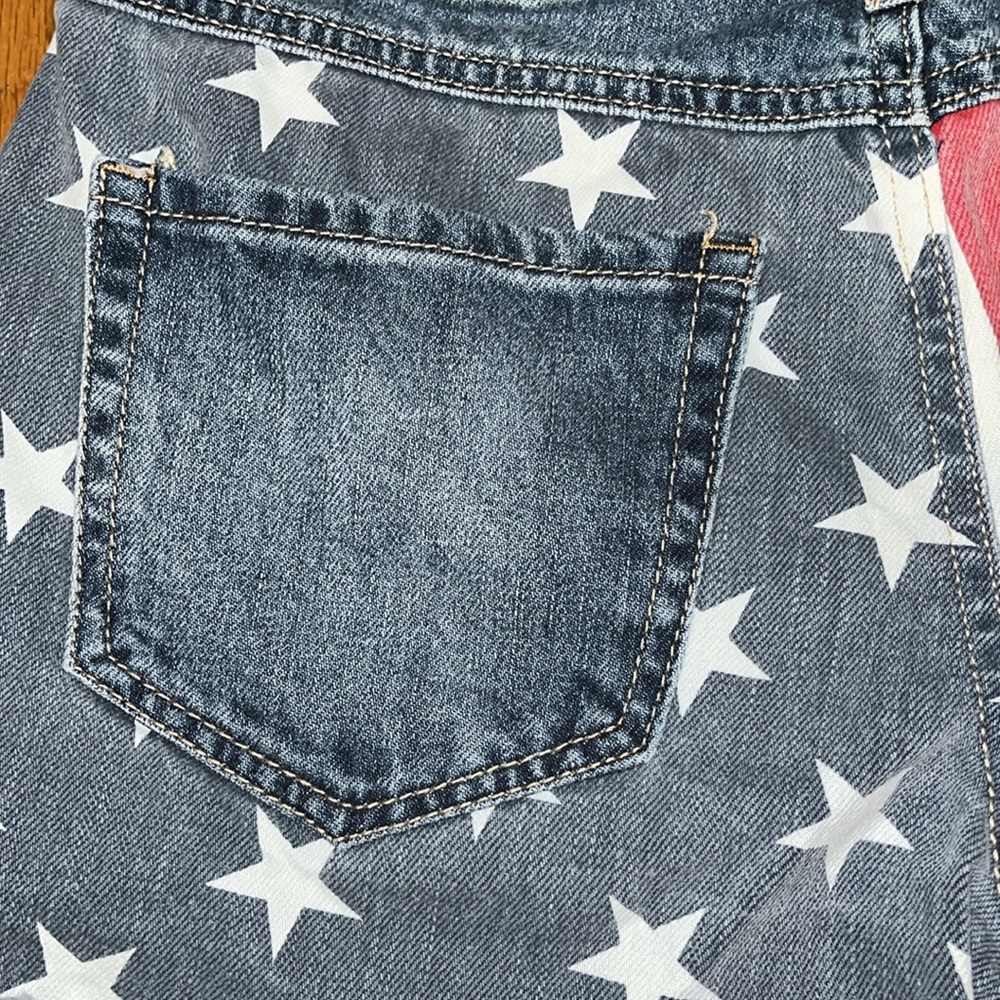 TRUE CRAFT Americana patriotic flag denim jean shorts size 7 - Picture 8 of 9